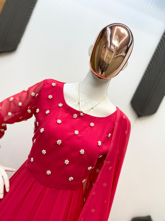 Heavy Georgette With Embroidery BEADS WORK Salwar Kameez Is Perfect For Party Wear