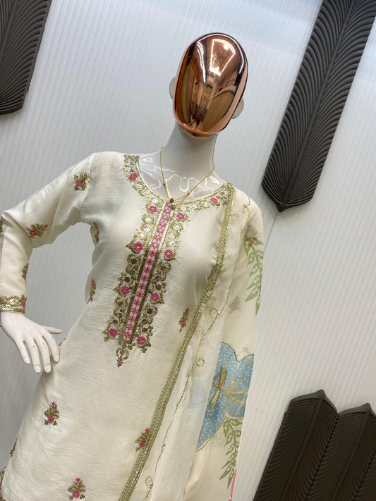 Heavy CHINON With SEQUENCE EMBROIDERY WORK Salwar Kameez Is Perfect For Party Wear