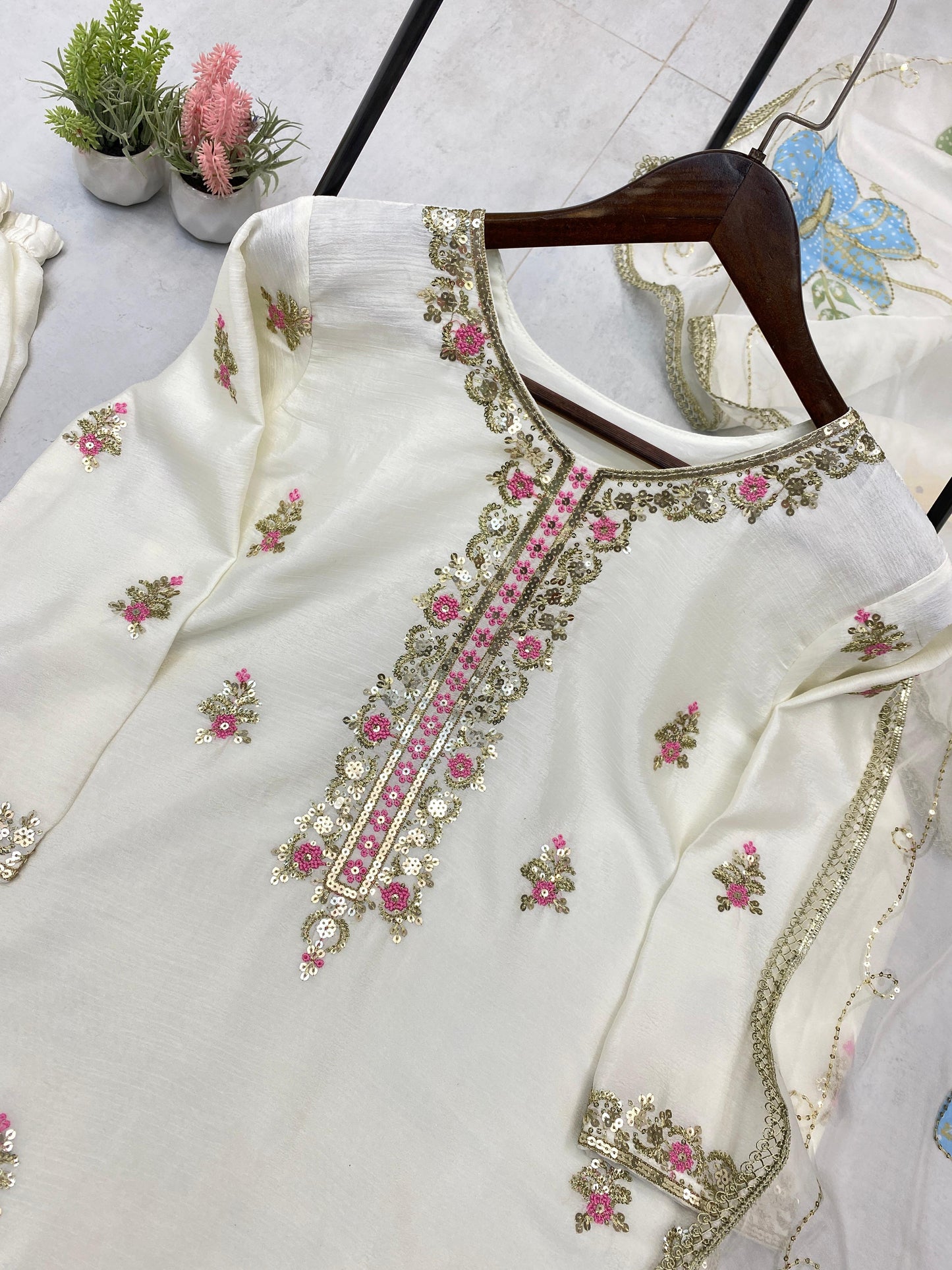 Heavy CHINON With SEQUENCE EMBROIDERY WORK Salwar Kameez Is Perfect For Party Wear