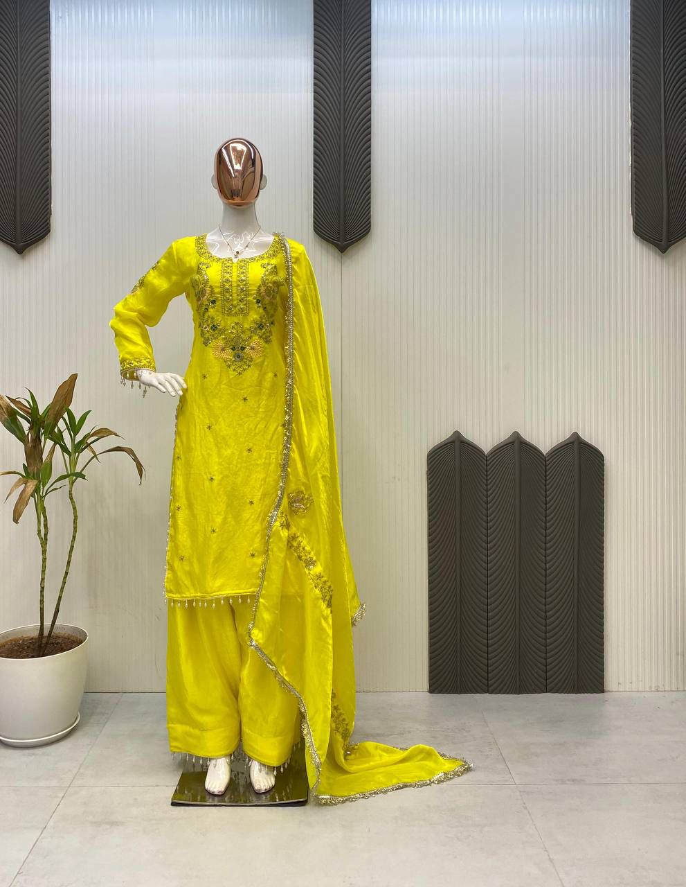 Exclusive Designer Sequance Embroidery Work Farsi Salwaar Suit With Dupatta