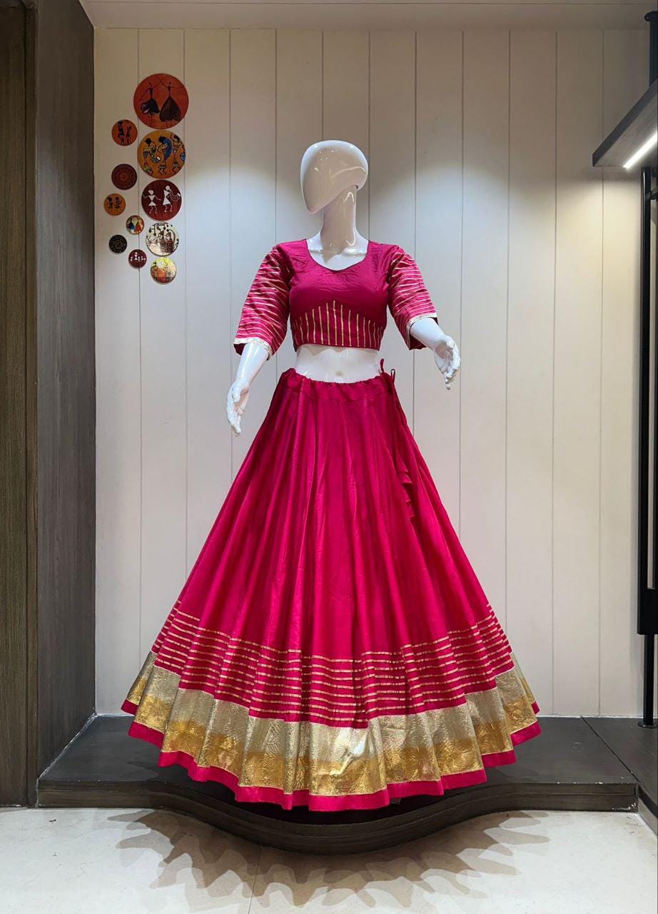 Pure khadi cotton Aari work chaniya choli Lehenga Festival outfit
