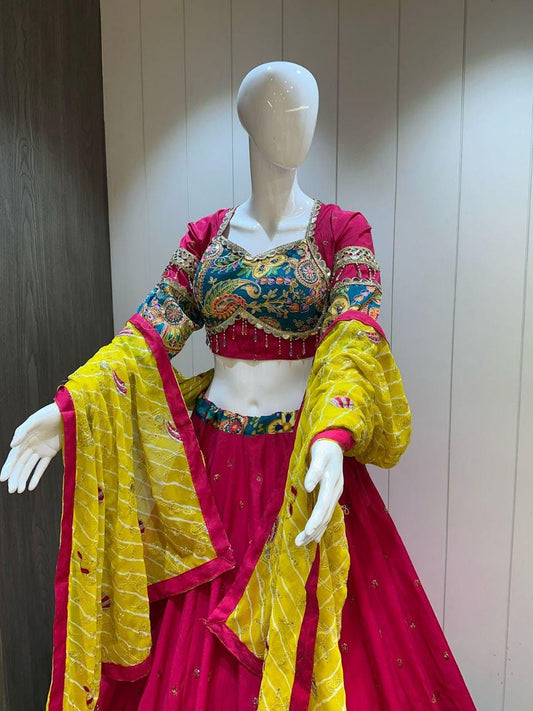 Designer Chaniya Choli for Navratri Patola Lehenga Festival outfit Gamthi Work Garba Night