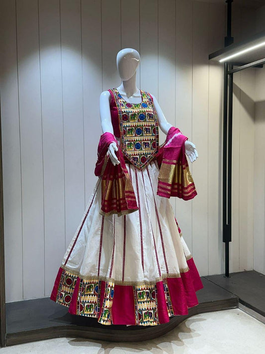 Designer Chaniya Choli for Navratri Patola Lehenga Festival outfit Gamthi Work Garba Night