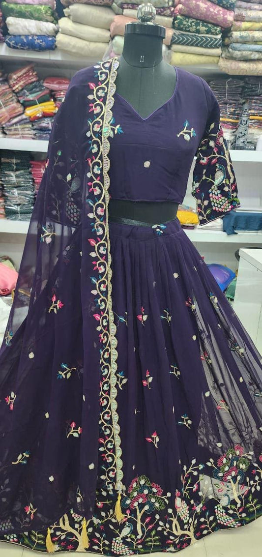 Geroget Chaniya With Multi Rainbow Sequance Work Lehenga Choli