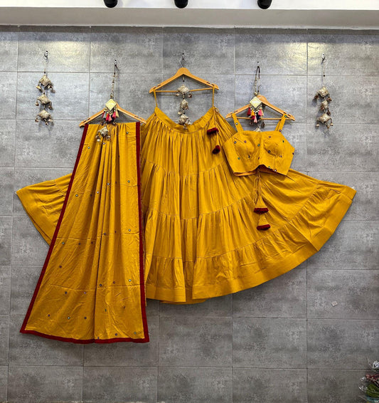 Rayon Cotton Fabric Choli For Navratri Patola Lehenga Festival Outfit Gamthi Work Garba Night