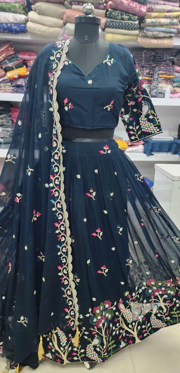 Geroget Chaniya With Multi Rainbow Sequance Work 🔥