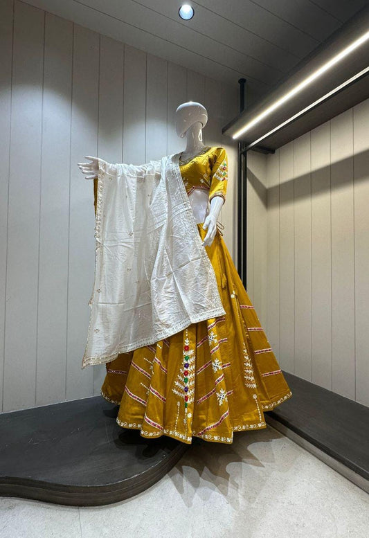 Designer Chaniya Choli for Navratri Patola Lehenga Festival outfit Gamthi Work Garba Night