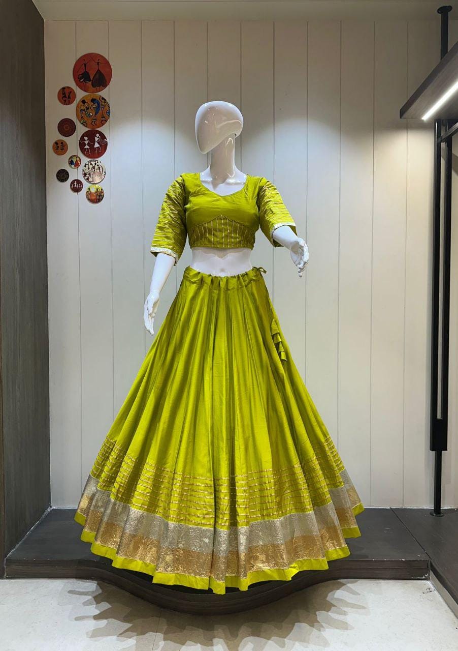 Pure khadi cotton Aari work chaniya choli Lehenga Festival outfit