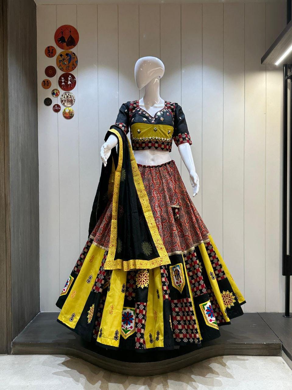 Pure Camric Cotton Fabric Choli For Navratri Patola Lehenga Festival Outfit Gamthi Work Garba Night
