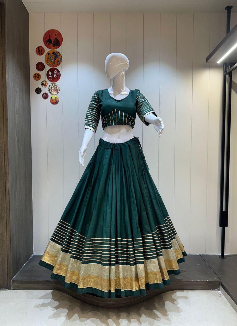 Pure khadi cotton Aari work chaniya choli Lehenga Festival outfit
