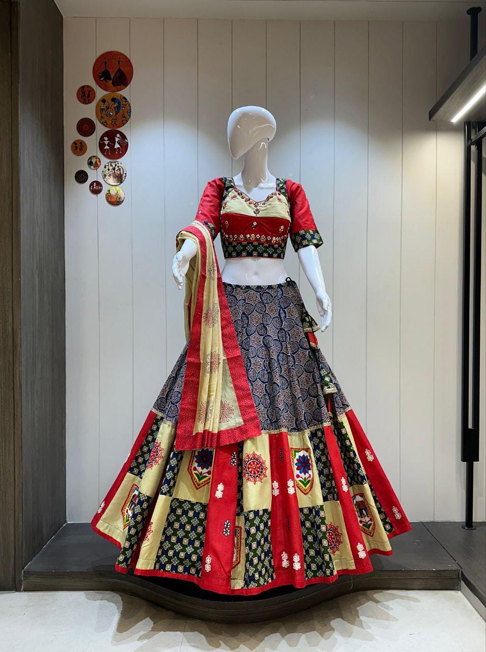 Pure Camric Cotton Fabric Choli For Navratri Patola Lehenga Festival Outfit Gamthi Work Garba Night