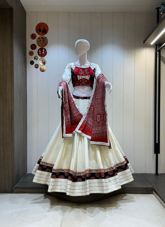 Designer Chaniya Choli for Navratri Patola Lehenga Festival outfit Gamthi Work Garba Night