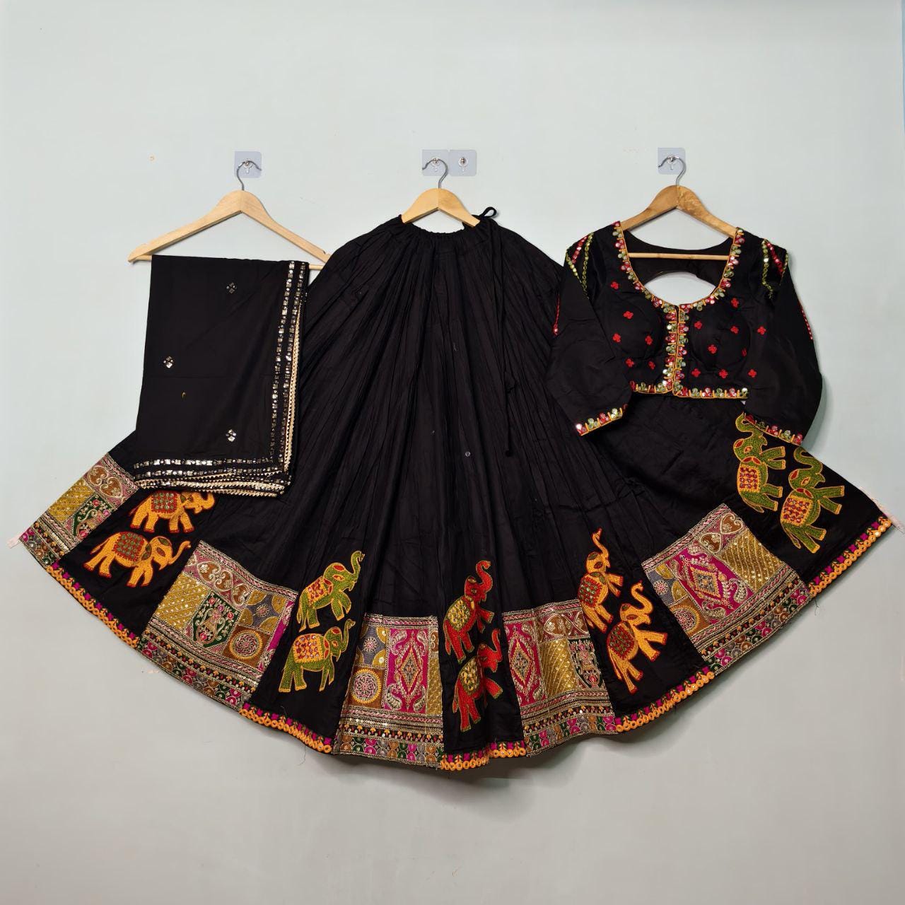 Khadi Cotton Kalo Pattern Chaniya Choli With Original Mirror Work