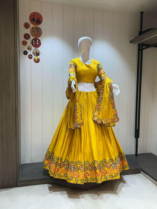 Designer Chaniya Choli for Navratri Patola Lehenga Festival outfit Gamthi Work Garba Night