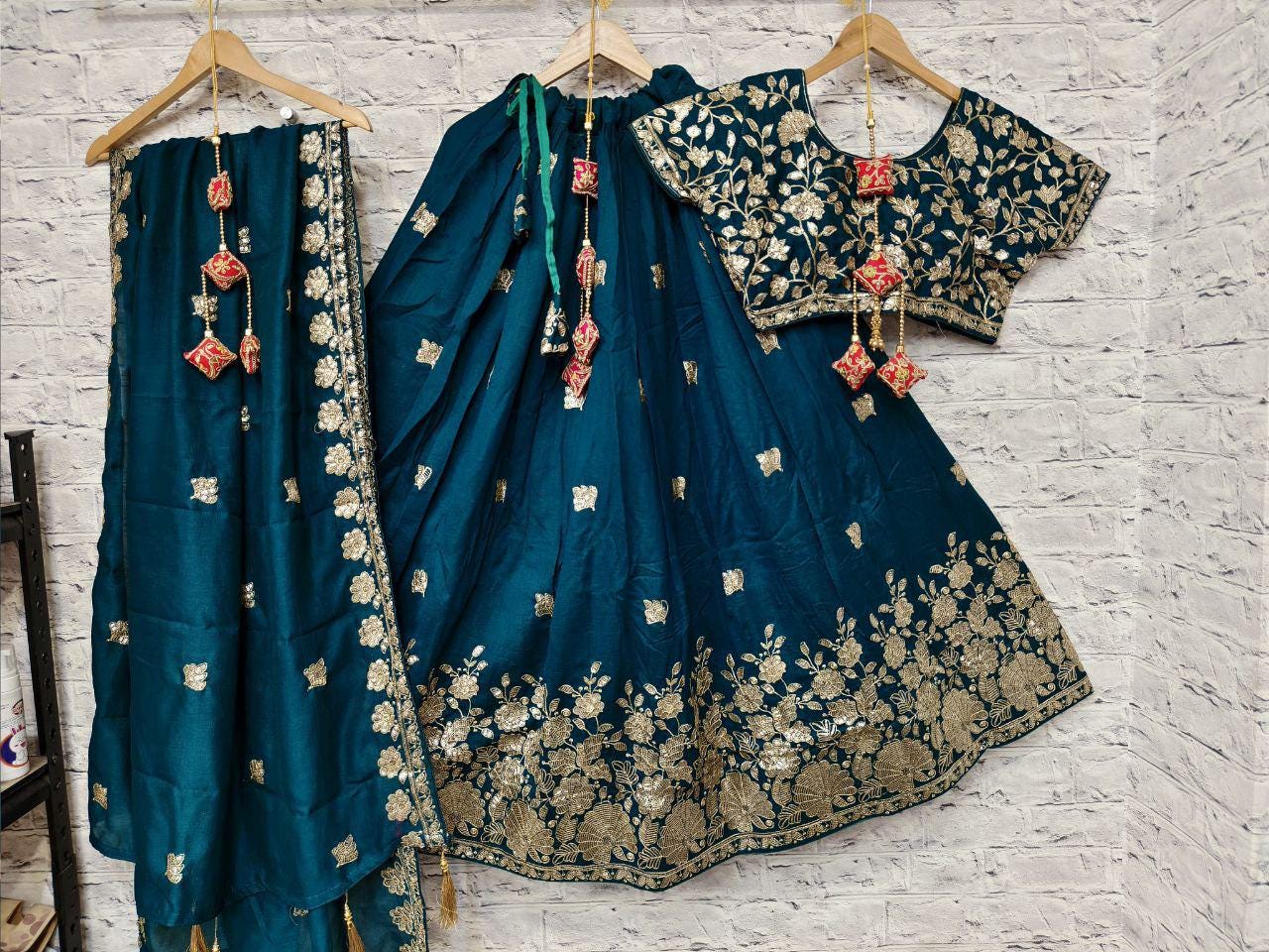 Pure Vichitra Simmer With Sequence And Jari Embroidery Work Chaniya Choli