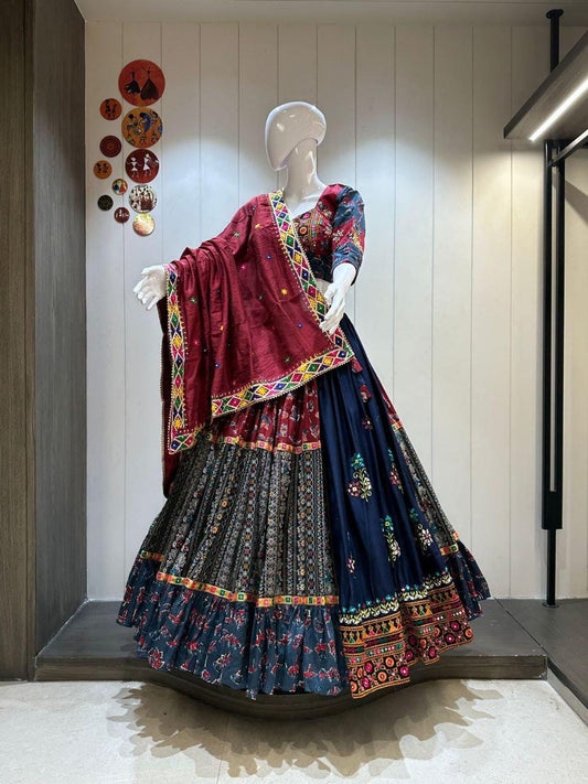 Pure Gaji Model Printed Chaniya Choli With Heavy Gamthi Work