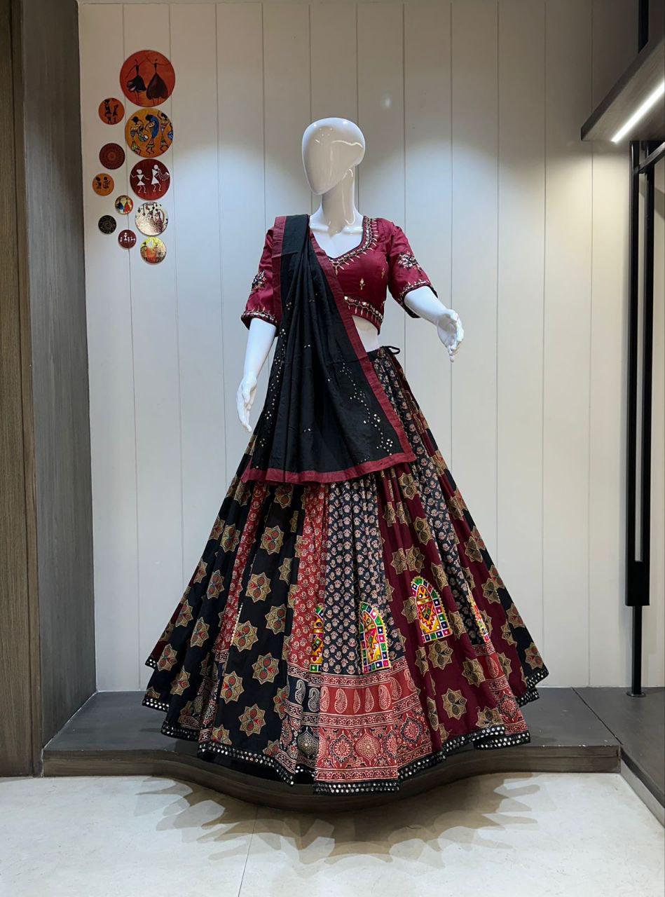 Designer Chaniya Choli for Navratri Patola Lehenga Festival outfit Gamthi Work Garba Night