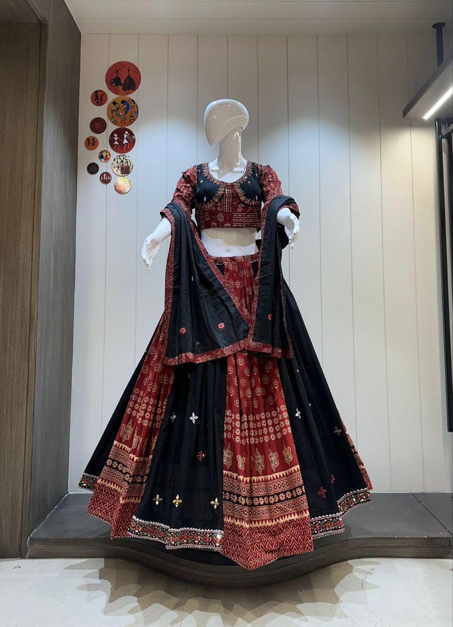 Original Natural Dying Fabric Choli For Navratri Patola Lehenga Festival Outfit Gamthi Work Garba Night
