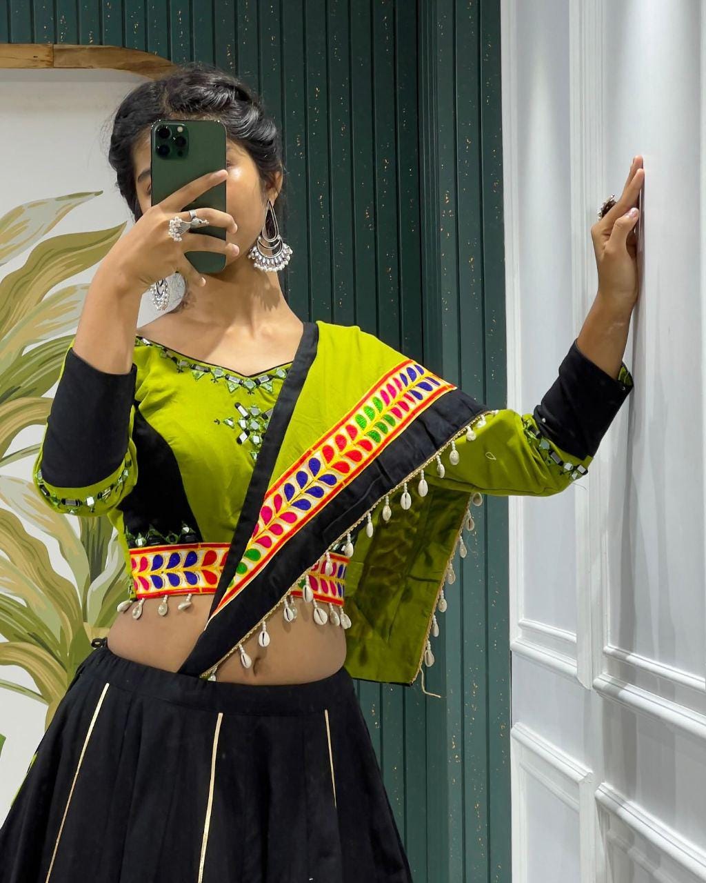 Cotton Print Base Choli For Navratri Patola Lehenga Festival Outfit Gamthi Work Garba Night