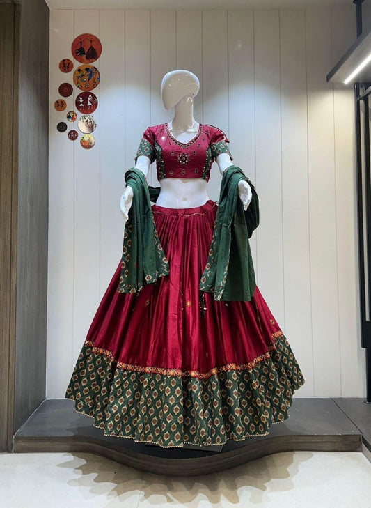 Designer Chaniya Choli for Navratri Patola Lehenga Festival outfit Gamthi Work Garba Night