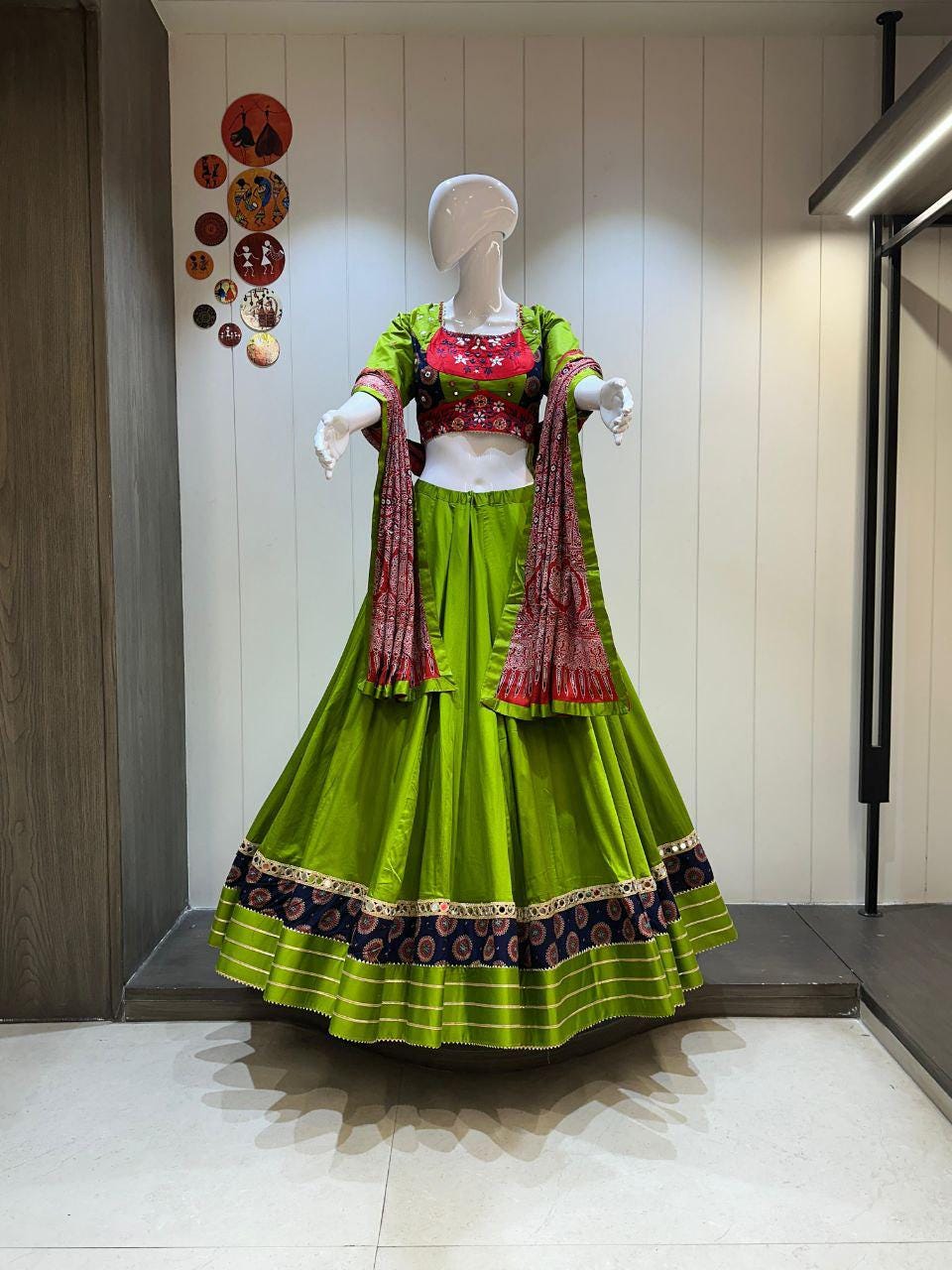 Pure Camric Cotton Print Base With Patching Work Dupatta With Designer Blouse