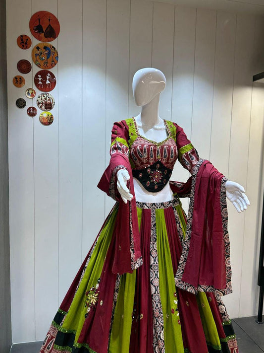 Khadi Cotton Chaniya Choli With Original Mirror Work