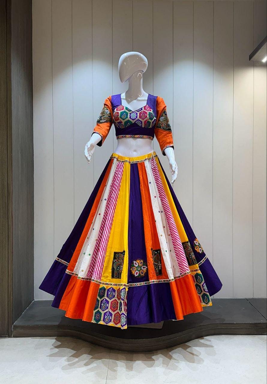 Designer Chaniya Choli for Navratri Patola Lehenga Festival outfit Gamthi Work Garba Night