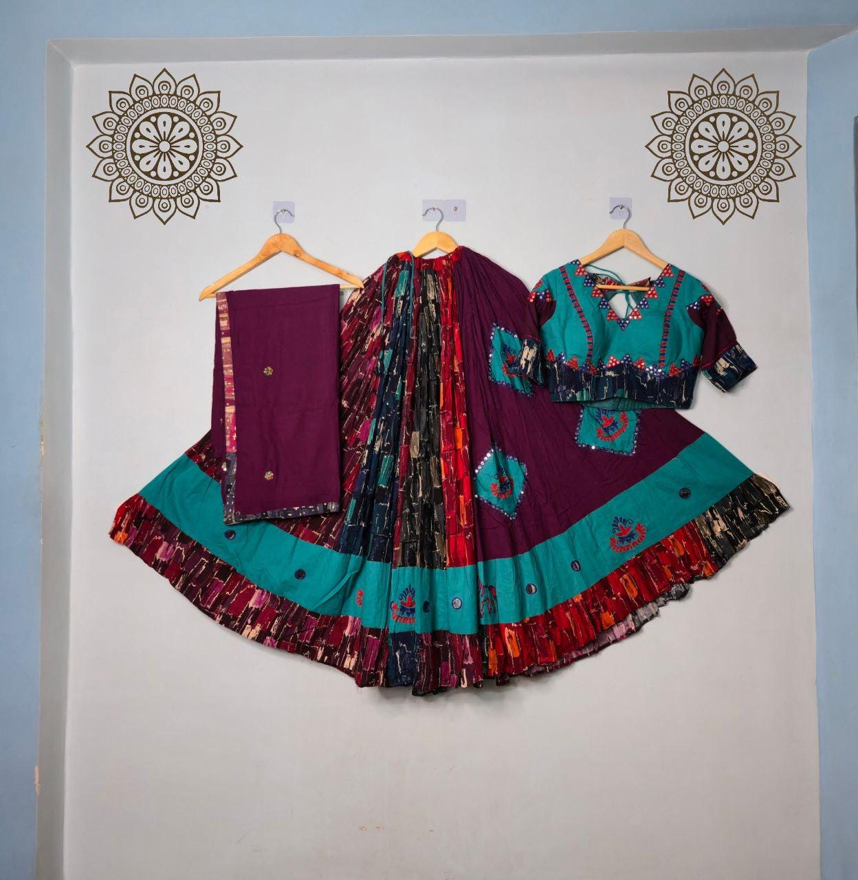 Pure Jaam Cotton Fabric Skirt With Heavy South Print Gamthi Lace And Heavy Lining Chaniya Choli