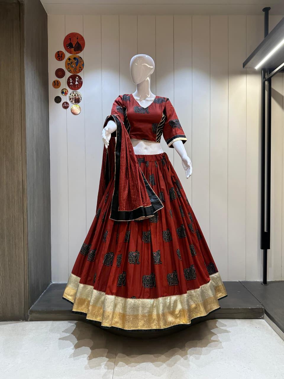Pure Khadi Cotton Chaniya Choli With Gotta And Foil Work Lining- Crape Lining