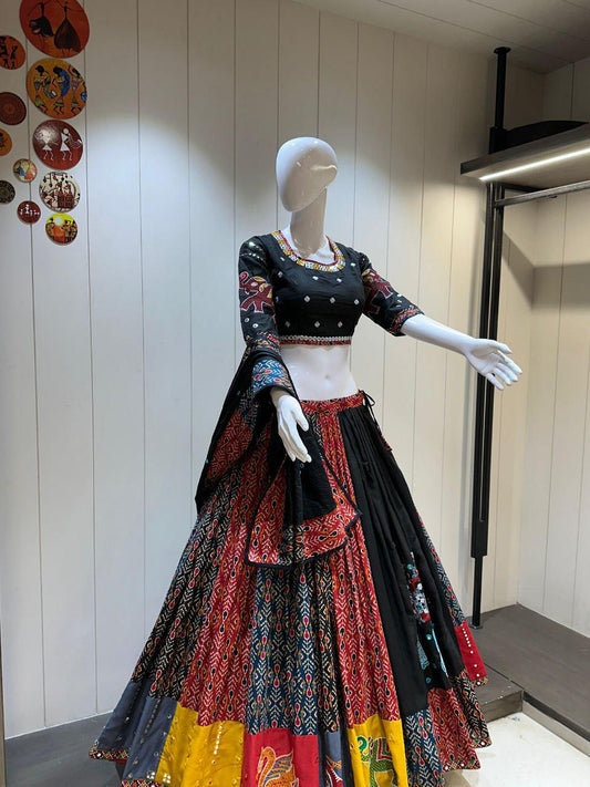 Designer Chaniya Choli for Navratri Patola Lehenga Festival outfit Gamthi Work Garba Night