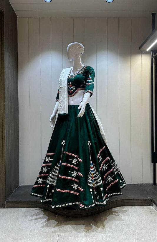 Designer Chaniya Choli for Navratri Patola Lehenga Festival outfit Gamthi Work Garba Night