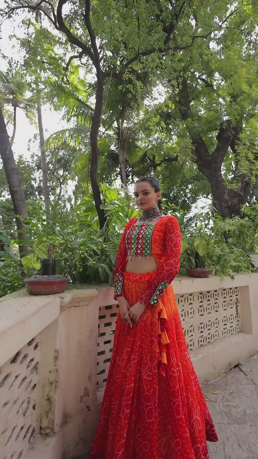 DesignerChaniya Choli for Navratri Patola Lehenga 3 pc Readymade garba Lehenga Festival outfit Gamthi Work Garba Night lehenga ready to wear