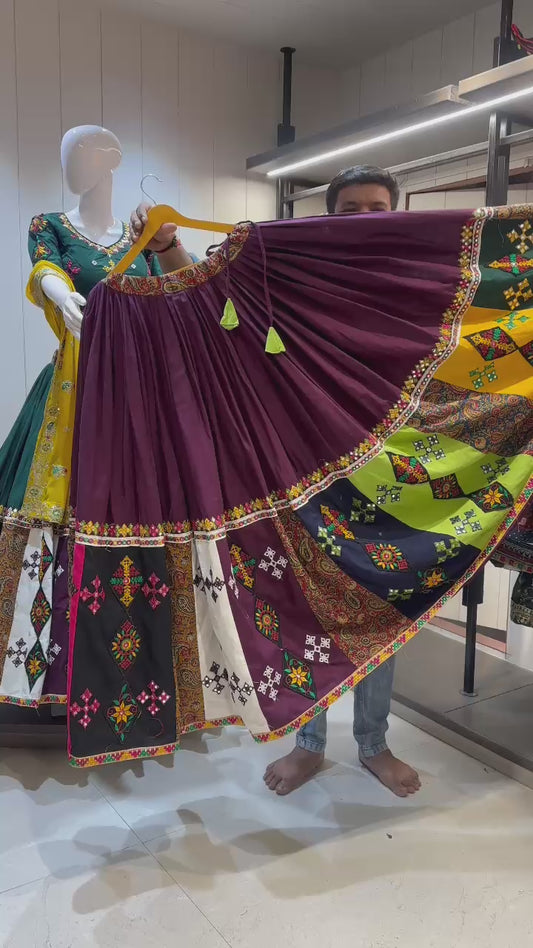 Designer Chaniya Choli for Navratri Patola Lehenga 3 pc Readymade garba Lehenga Festival outfit Gamthi Work Garba Night lehenga ready 2 wear