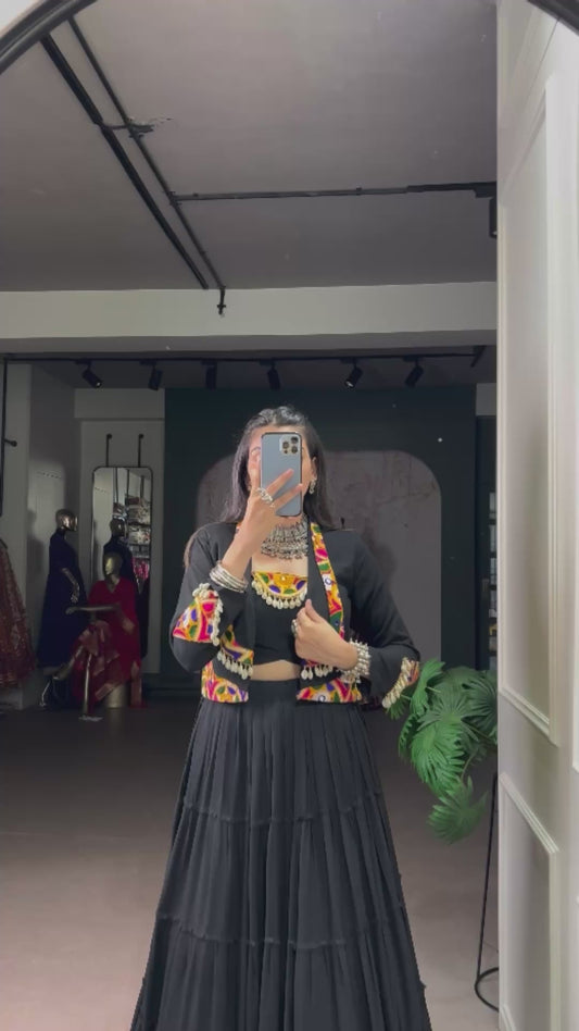 DesignerChaniya Choli for Navratri Patola Lehenga 3 pc Readymade garba Lehenga Festival outfit Gamthi Work Garba Night lehenga ready to wear