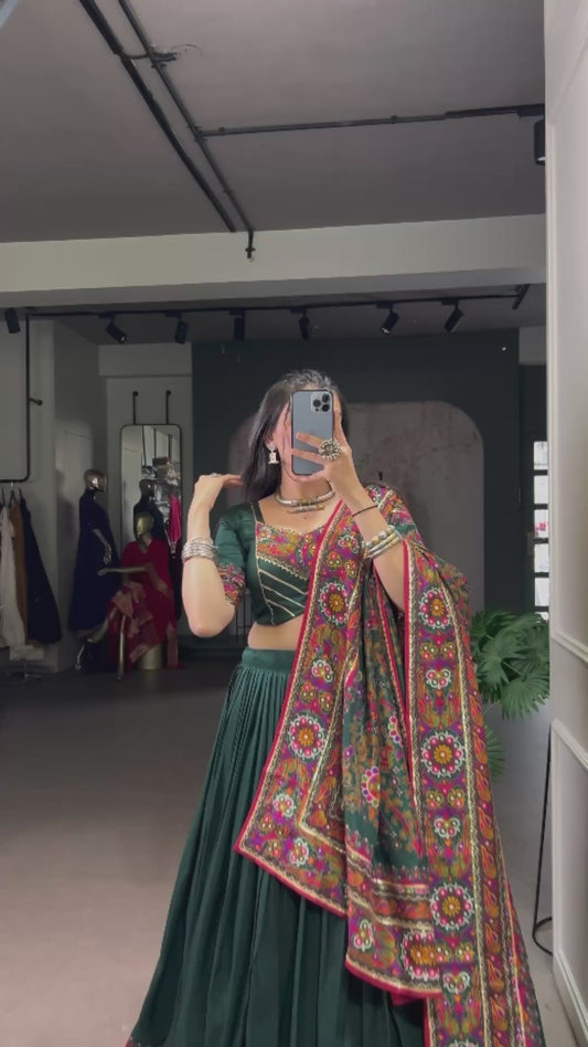 DesignerChaniya Choli for Navratri Patola Lehenga 3 pc Readymade garba Lehenga Festival outfit Gamthi Work Garba Night lehenga ready to wear