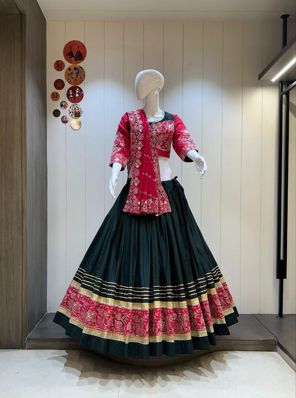 Pure Roman Cotton Vintage Border Chaniya Choli Skirt With Heavy Lampi Border