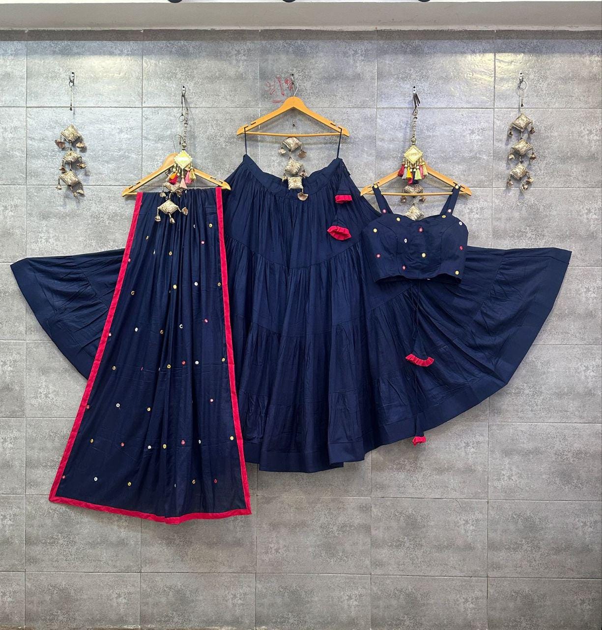 Rayon Cotton Fabric Choli For Navratri Patola Lehenga Festival Outfit Gamthi Work Garba Night