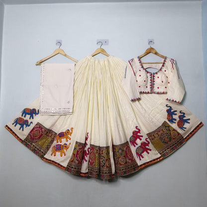 Khadi Cotton Kalo Pattern Chaniya Choli With Original Mirror Work