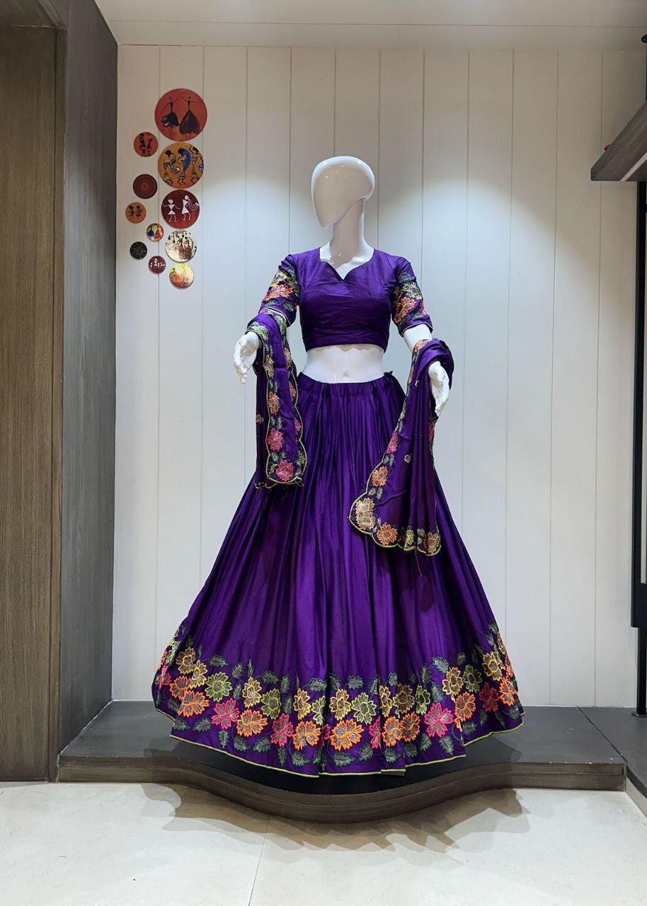 Designer Chaniya Choli for Navratri Patola Lehenga Festival outfit Gamthi Work Garba Night
