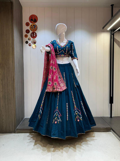 Lurex Khadi Cotton Umbrella With Patching Work Dupatta With Designer Blouse