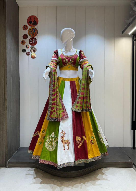 Reyon Cotton Work Chaniya Choli For Navratri Patola Lehenga Festival Outfit Gamthi Work Garba Night