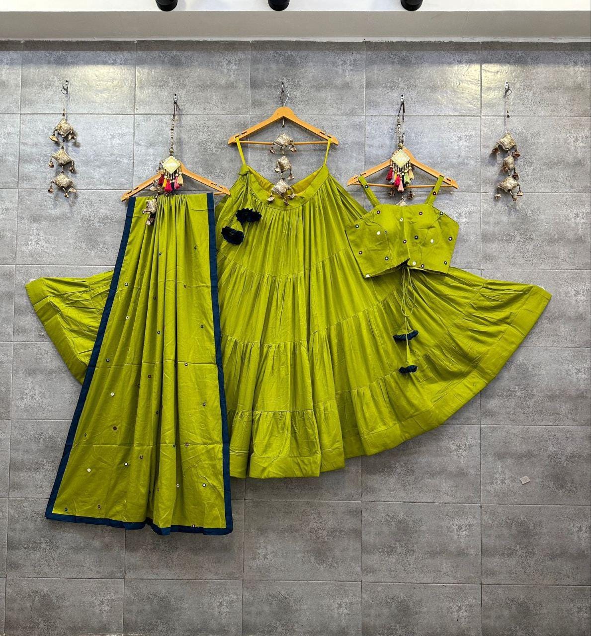 Rayon Cotton Fabric Choli For Navratri Patola Lehenga Festival Outfit Gamthi Work Garba Night