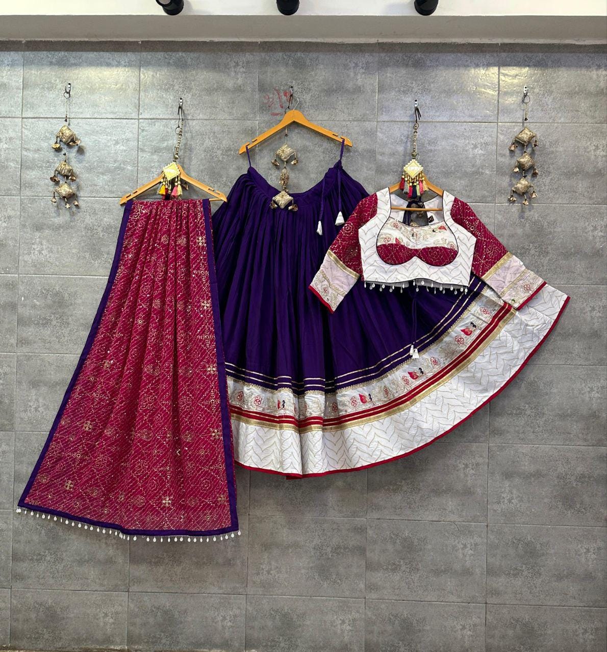 Designer Chaniya Choli for Navratri Patola Lehenga Festival outfit Gamthi Work Garba Night