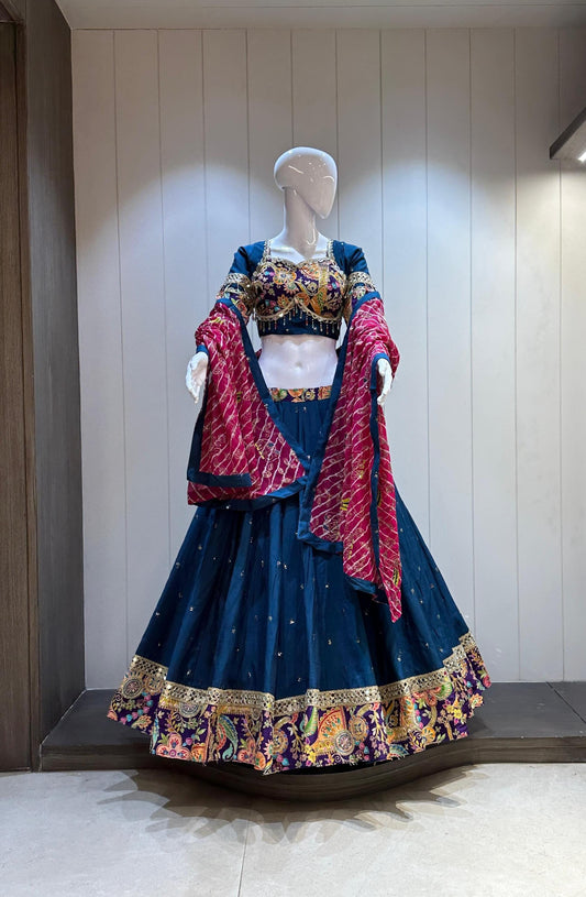Pure Roman Silk Chaniya Choli With Sequance Work Lehenga Choli