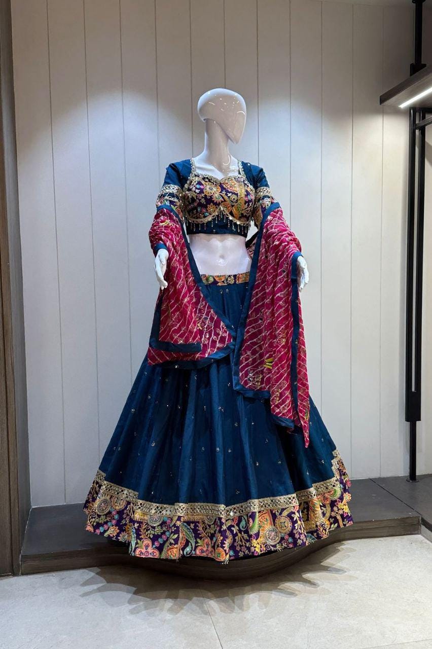 Designer Chaniya Choli for Navratri Patola Lehenga Festival outfit Gamthi Work Garba Night
