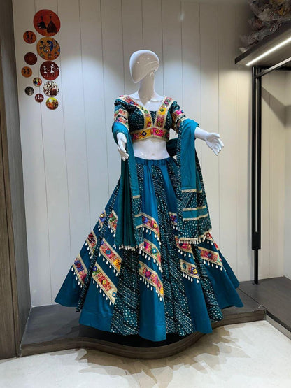 Designer Chaniya Choli for Navratri Patola Lehenga Festival outfit Gamthi Work Garba Night