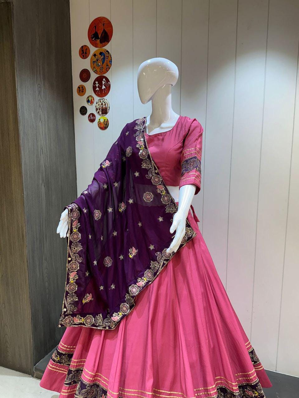 Designer Chaniya Choli for Navratri Patola Lehenga Festival outfit Gamthi Work Garba Night