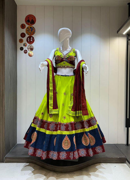 Designer Chaniya Choli for Navratri Patola Lehenga Festival outfit Gamthi Work Garba Night