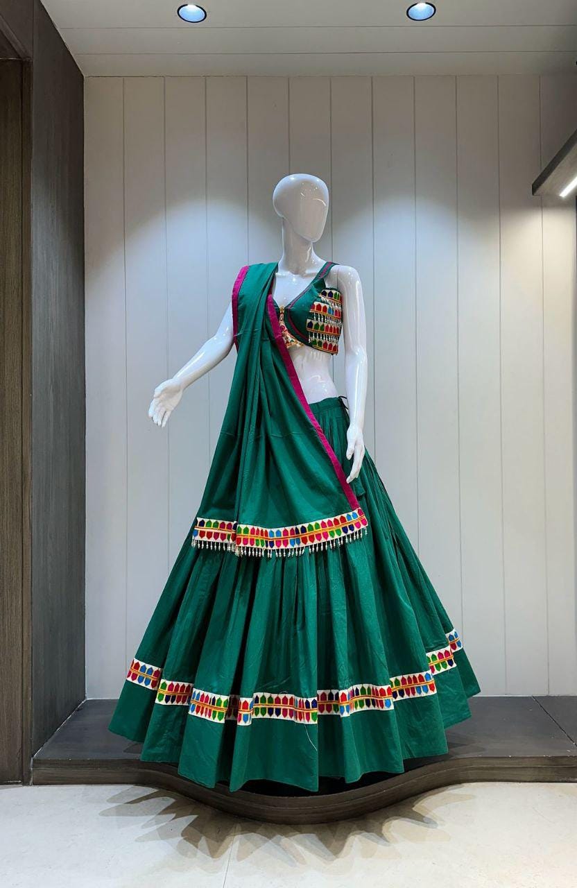 Designer Chaniya Choli for Navratri Patola Lehenga Festival outfit Gamthi Work Garba Night