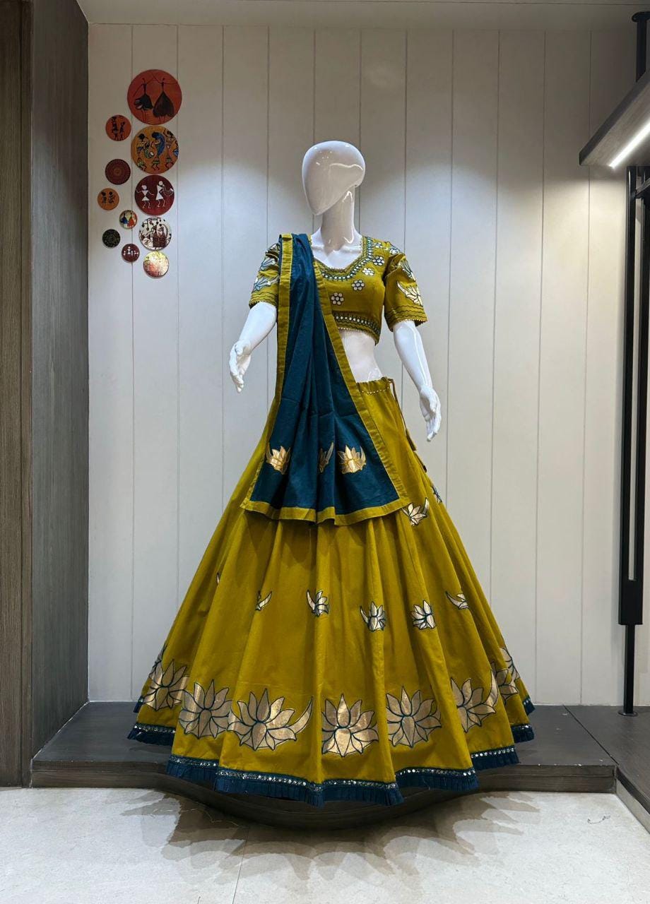 Designer Chaniya Choli for Navratri Patola Lehenga Festival outfit Gamthi Work Garba Night
